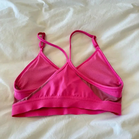 Nike Indy V Neck Sports Bra in Pinksicle & White Size Small - Picture 5 of 6